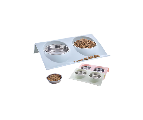 CUENCO DOBLE DE ACERO INOXIDABLE PARA MASCOTA QH008L